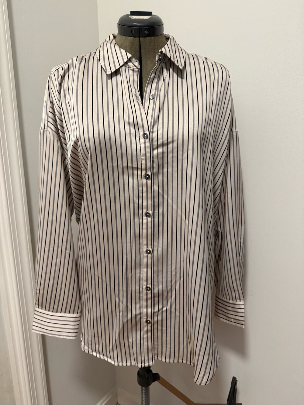Adrienne Landau Black and White Striped Shirt